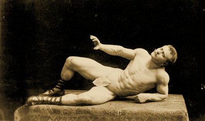 Eugen Sandow, in classical ancient Greco-Roman pose wearing a Fig leaf by Benjamin J. Falk